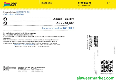 Italy Gruppo Hera business utility bill, Word and PDF template